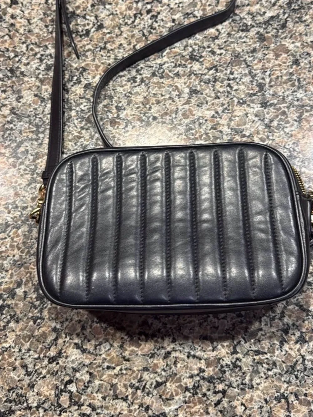 Coach Black Quilted Leather Crossbody with Gold Logo
